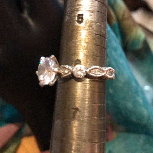 Sterling Silver & CZ Engagement & Wedding Ring Set - Picture 10 of 11